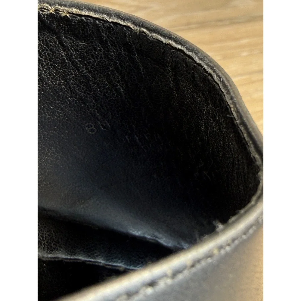 Tommy Hilfiger Women 8.5 Wedge Slide Sandals Black Leather Platform Y2K 90s Chic